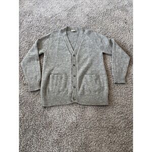Vintage Men's Alpatex Peru‎ Alpaca Grandpa  Sweater Cardigan V Neck Gray Size M